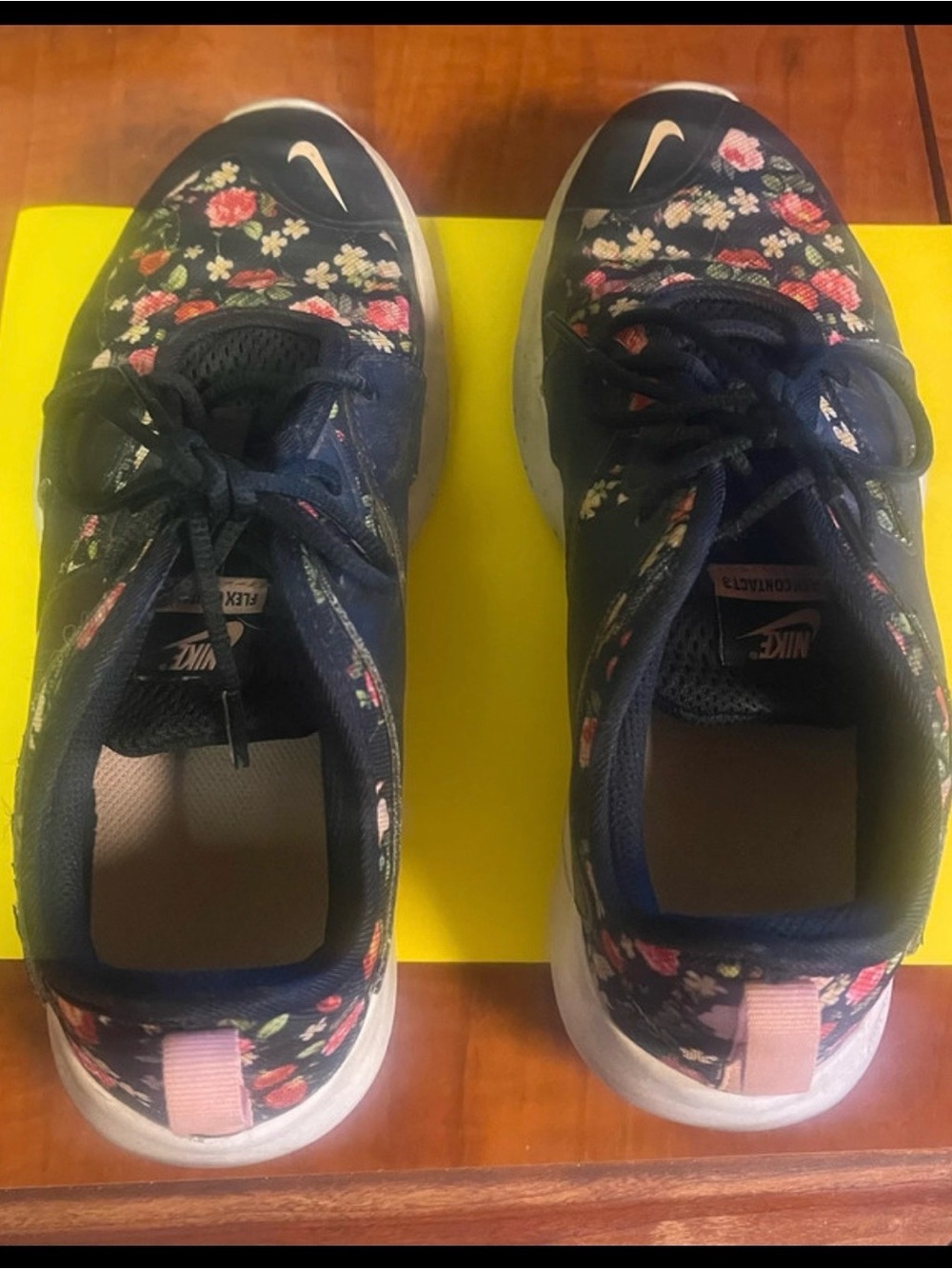 Nike Women’s Navy Floral Running Sneakers with Pink Details